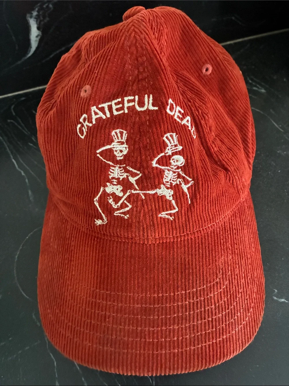 Grateful Dead Corduroy Hat OS Orange  Dancing Skeletons Cap